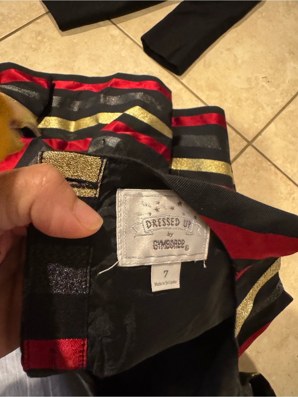 Gymboree Black Skirt with Red and Gold Stripes